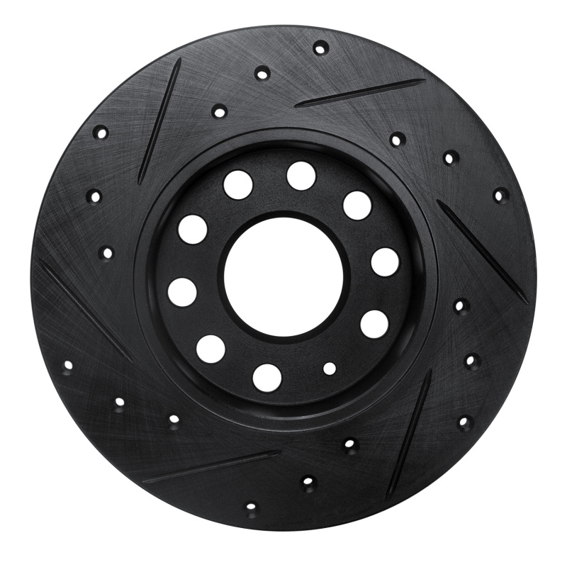 Audi A3 Brake Rotor (1) - Rear Right - R1 Concepts - Drilled & Slotted - Black - `05-`13